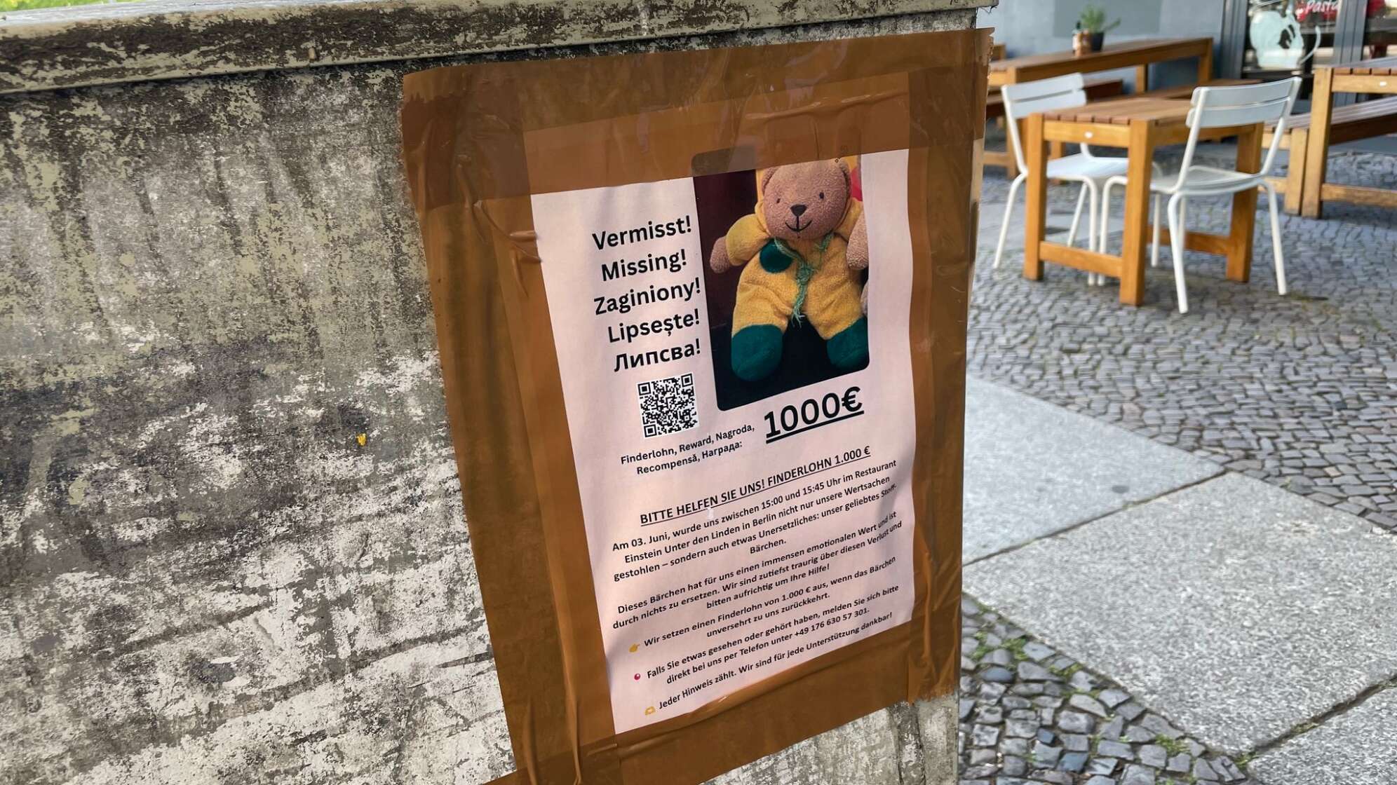 1000 Euro für gestohlenen Teddy ausgesetzt